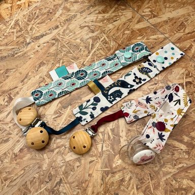 Attache-tétine bébé en tissu fait main Attaches-tétines bébé en tissu à motifs